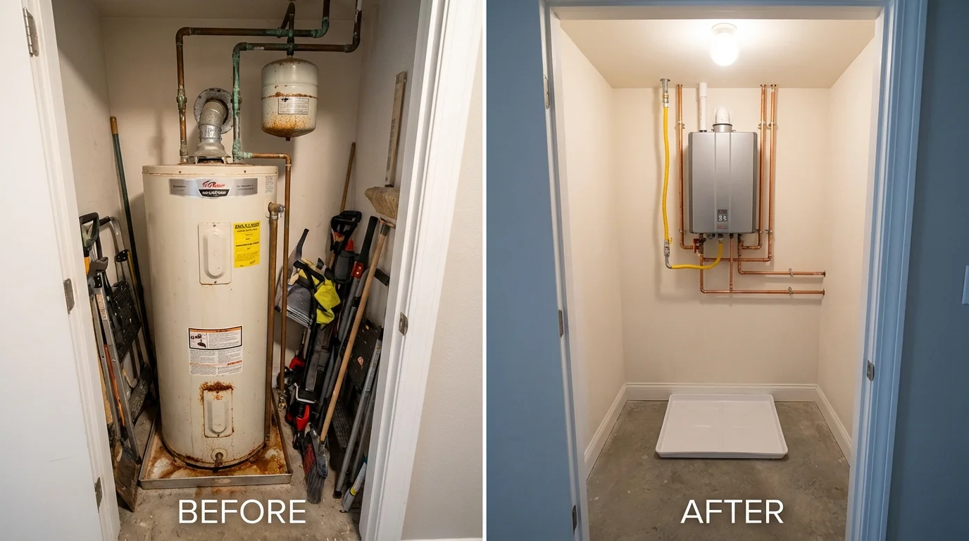 Tank water heater versus wall-mounted tankless unit comparison for Ashland, PA homeowners